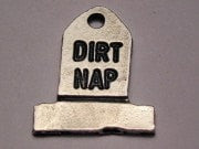 Gravestone Dirt Nap Genuine American Pewter Charm