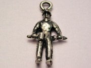 Construction Worker With Tools Genuine American Pewter Charm