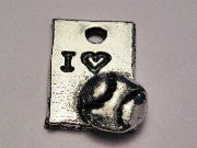 I Love Baseball Genuine American Pewter Charm