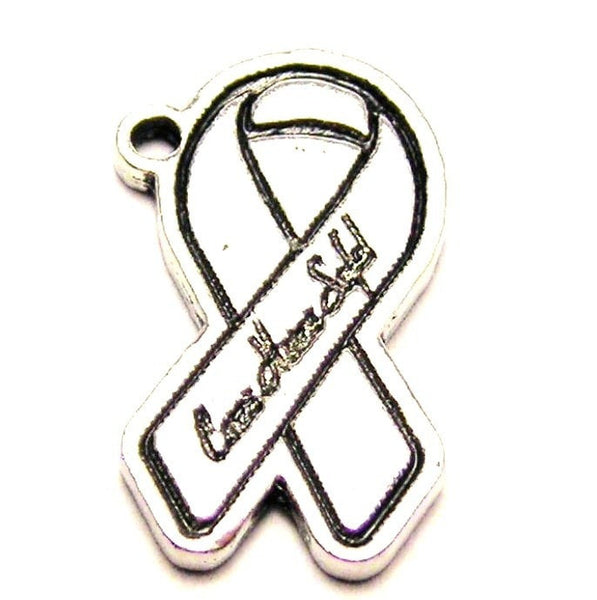 Come Home Safe Awareness Ribbon Genuine American Pewter Charm