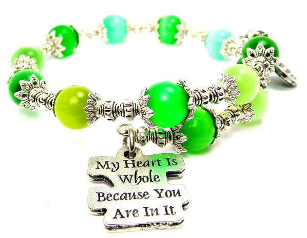 My Heart Is Whole Because You Are In It Cat's Eye Beaded Wrap Bracelet