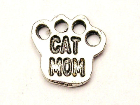 Cat Mom Paw Print Genuine American Pewter Charm