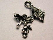 American Angel With Flag Genuine American Pewter Charm