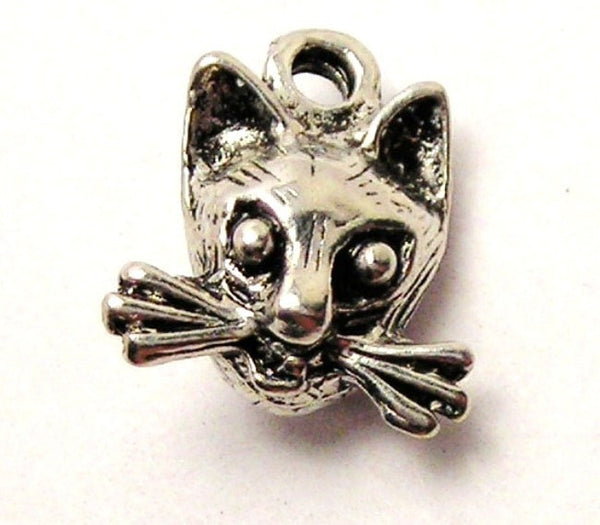 Cat With Whiskers Genuine American Pewter Charm