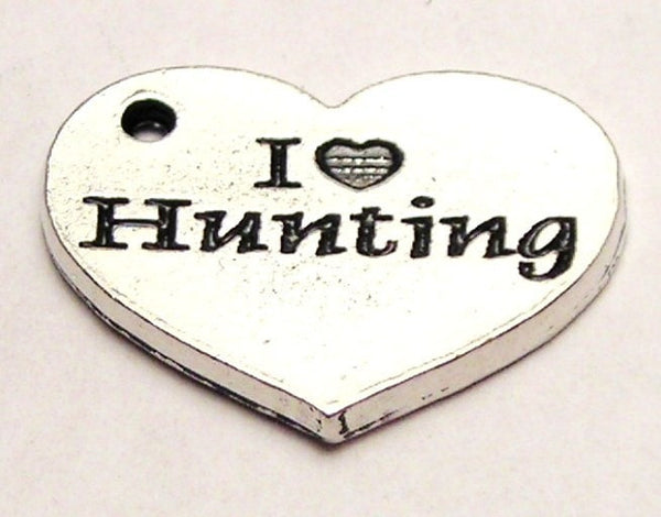 I Love Hunting Heart Genuine American Pewter Charm