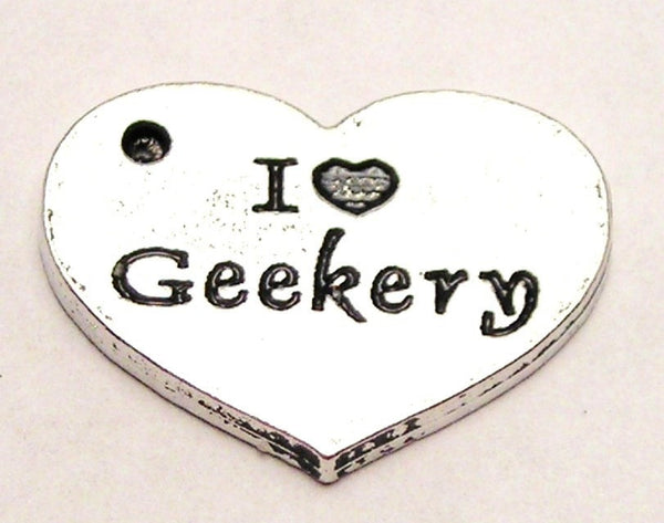 I Love Geekery Heart Genuine American Pewter Charm