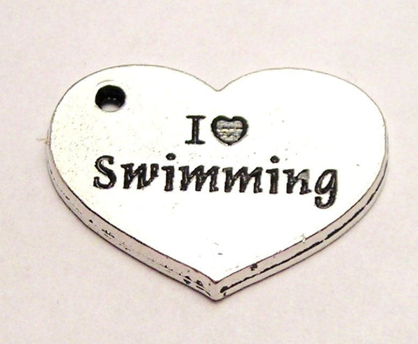 I Love Swimming Genuine American Pewter Charm