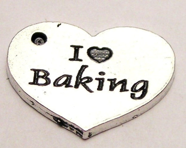 I Love Baking Heart Genuine American Pewter Charm