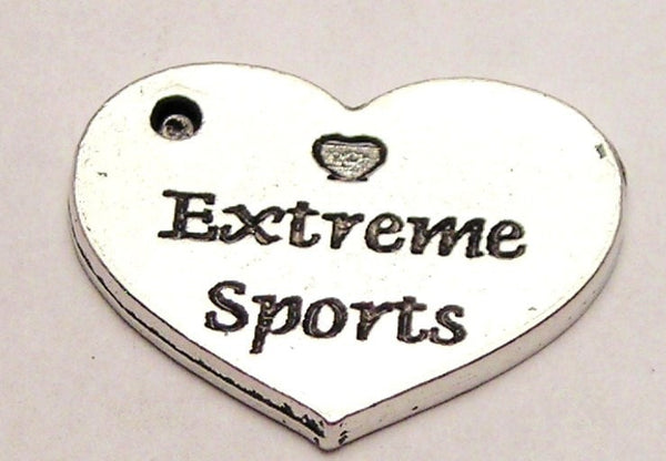 Love Extreme Sports Heart Genuine American Pewter Charm