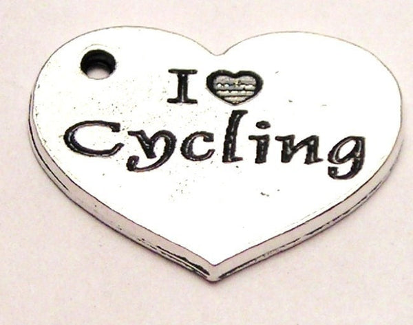 I Love Cycling Heart Genuine American Pewter Charm