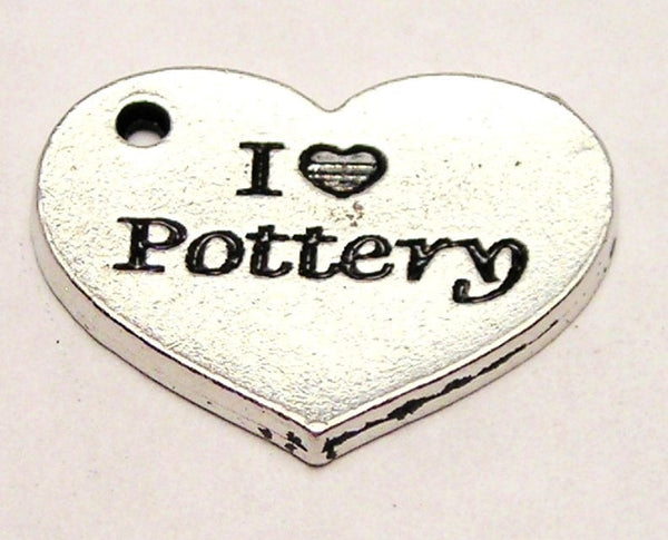 I Love Pottery Heart Genuine American Pewter Charm