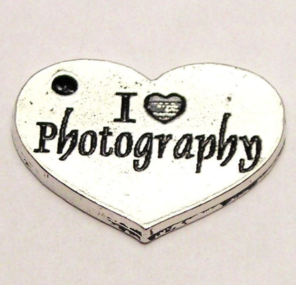 I Love Photography Heart Genuine American Pewter Charm