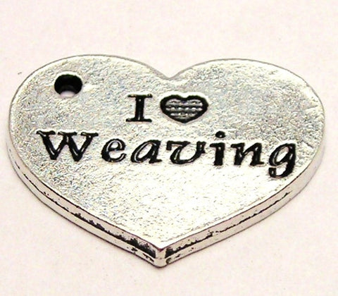 I Love Weaving Heart Genuine American Pewter Charm