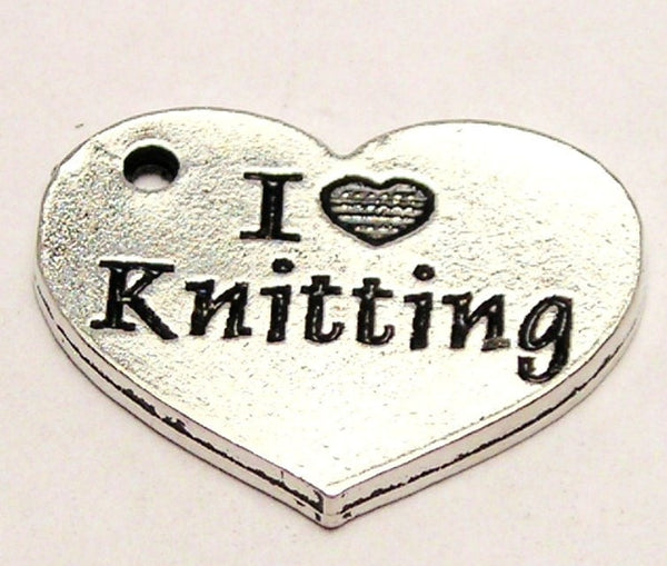I Love Knitting Heart Genuine American Pewter Charm