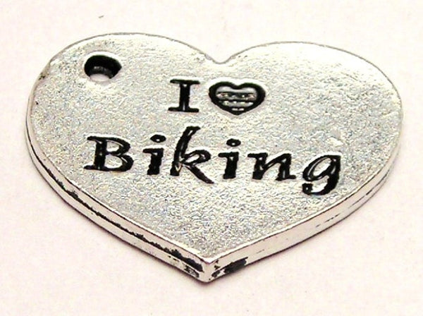 I Love Biking Heart Genuine American Pewter Charm