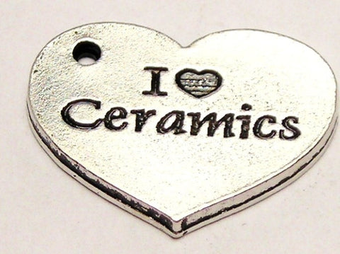 I Love Ceramics Heart Genuine American Pewter Charm