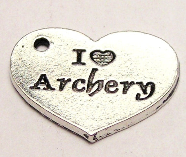 I Love Archery Heart Genuine American Pewter Charm