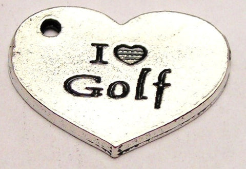 I Love Golf Heart Genuine American Pewter Charm