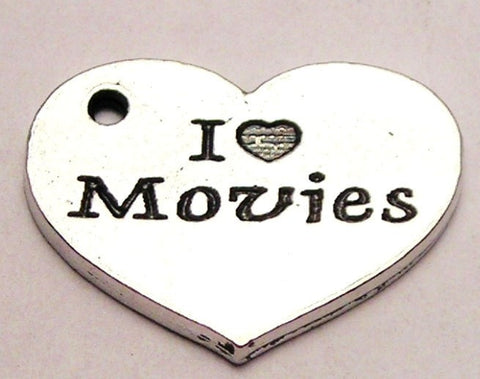 I Love Movies Heart Genuine American Pewter Charm