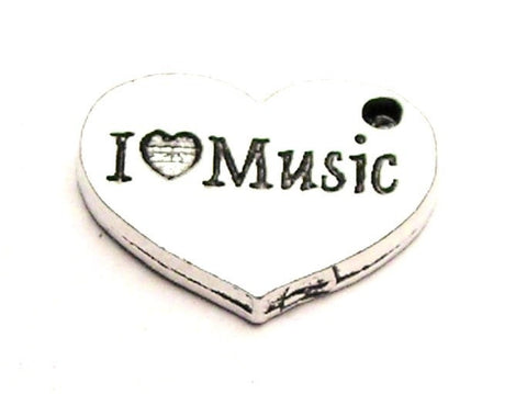 I Love Music Accent Heart Genuine American Pewter Charm