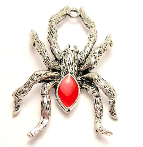 Large Spider With Red Genuine American Pewter Charm