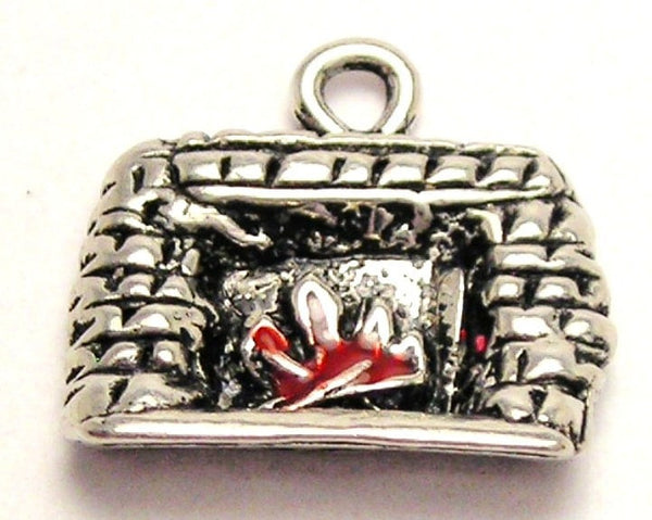 Fireplace With Red Flames Genuine American Pewter Charm
