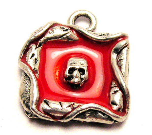 Skull Picture Frame Red Genuine American Pewter Charm