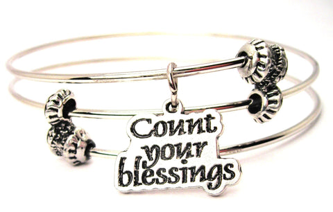 Count Your Blessing Triple Style Expandable Bangle Bracelet