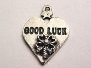 Good Luck Shamrock Heart Genuine American Pewter Charm