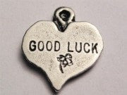 Good Luck Heart Genuine American Pewter Charm