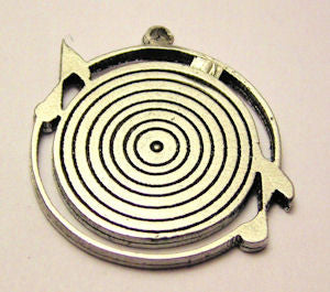 Retro Style Record With Music Notes Genuine American Pewter Charm