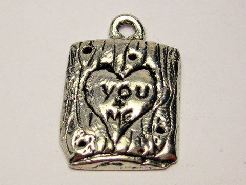 You And Me Carved Into A Tree Genuine American Pewter Charm