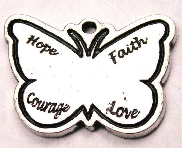 Hope Faith Courage Love Butterfly Genuine American Pewter Charm