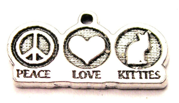 Peace Love Kitties Genuine American Pewter Charm