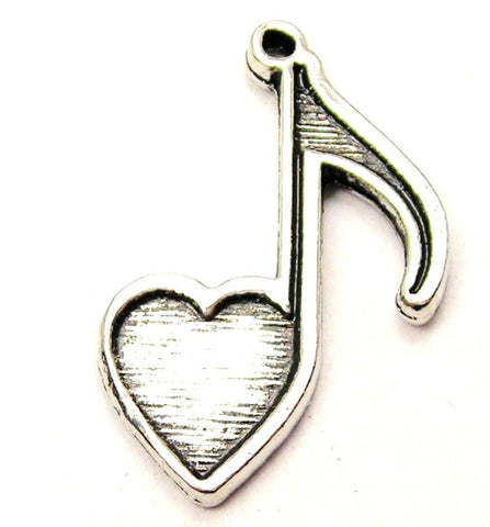 Heart Shaped Music Note Genuine American Pewter Charm