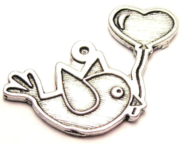 Bird With Balloon In Mouth Genuine American Pewter Charm