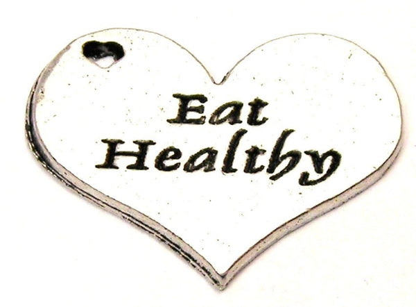 Eat Healthy Heart Genuine American Pewter Charm