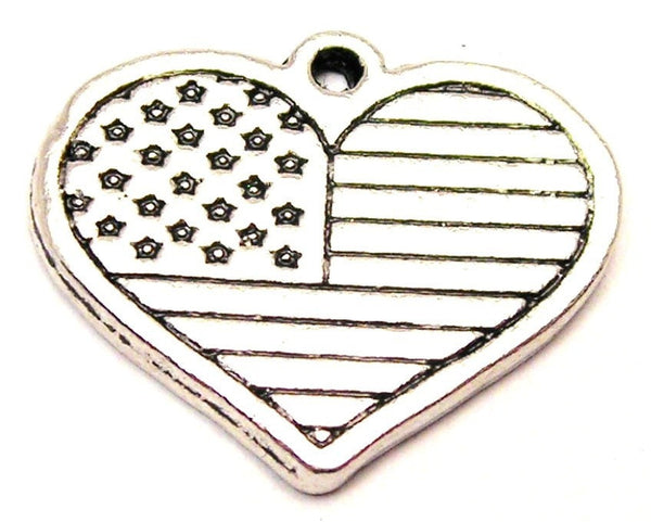 Heart Shaped American Flag Genuine American Pewter Charm