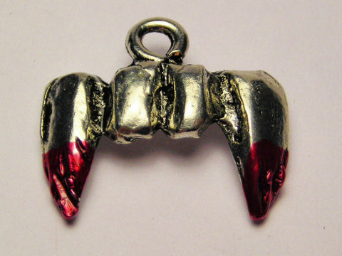 Vampire Fangs Dipped In Blood Style 3 Red Genuine American Pewter Charm