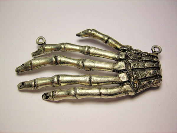 Huge Skeleton Hand Pendant Genuine American Pewter Charm