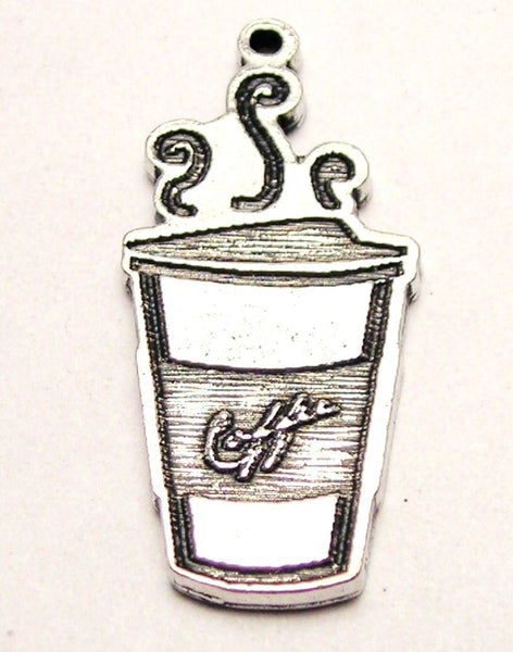 Hot Coffee Take Out Style Genuine American Pewter Charm