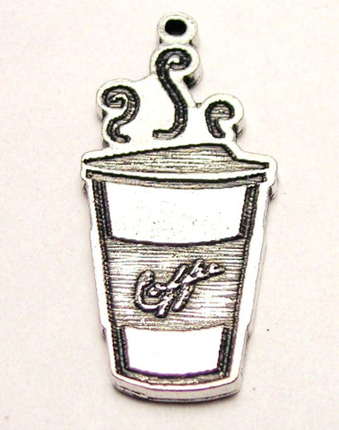 Hot Coffee Take Out Style Genuine American Pewter Charm
