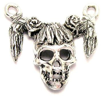 Skeleton Girl With Pig Tails Pendant Genuine American Pewter Charm