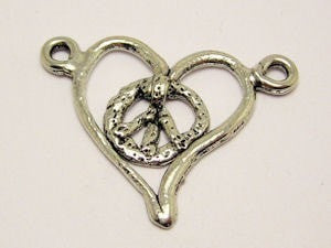 Heart With Two Loops With Center Peace Symbol Abstract Genuine American Pewter Charm