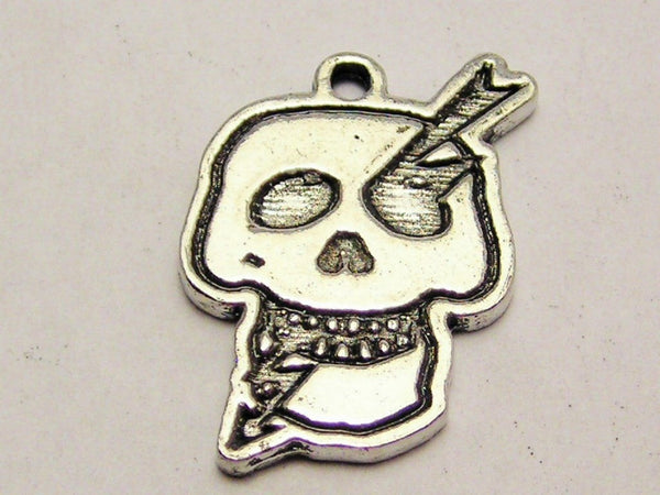 Lightning Through The Skull Electrocuted Genuine American Pewter Charm