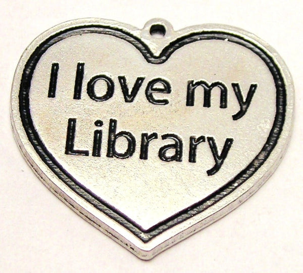 I Love My Library Genuine American Pewter Charm