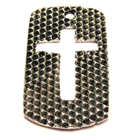 Dog Tags With Cross Cut Out Genuine American Pewter Charm