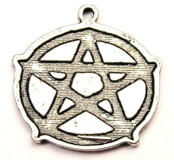 Engraved Style Pentacle Genuine American Pewter Charm