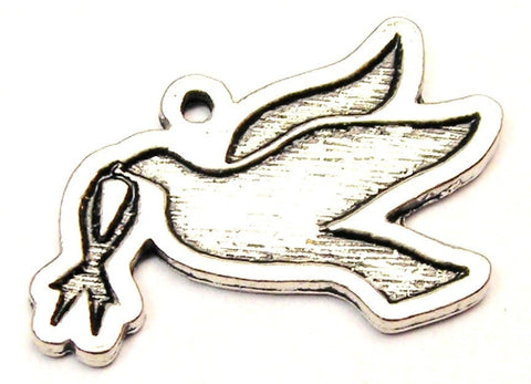 Dove With Awareness Ribbon In Mouth Genuine American Pewter Charm