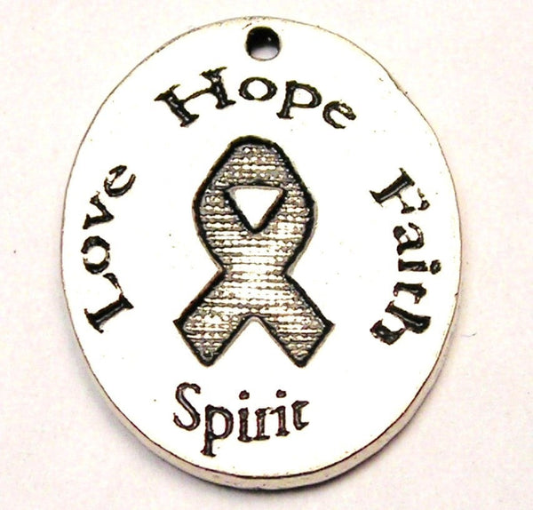 Love Hope Faith Spirit Awareness Ribbons Genuine American Pewter Charm